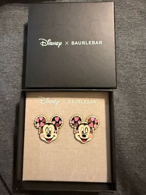 BaubleBar Disney Pink & Gold Minnie Mouse Stud Earrings